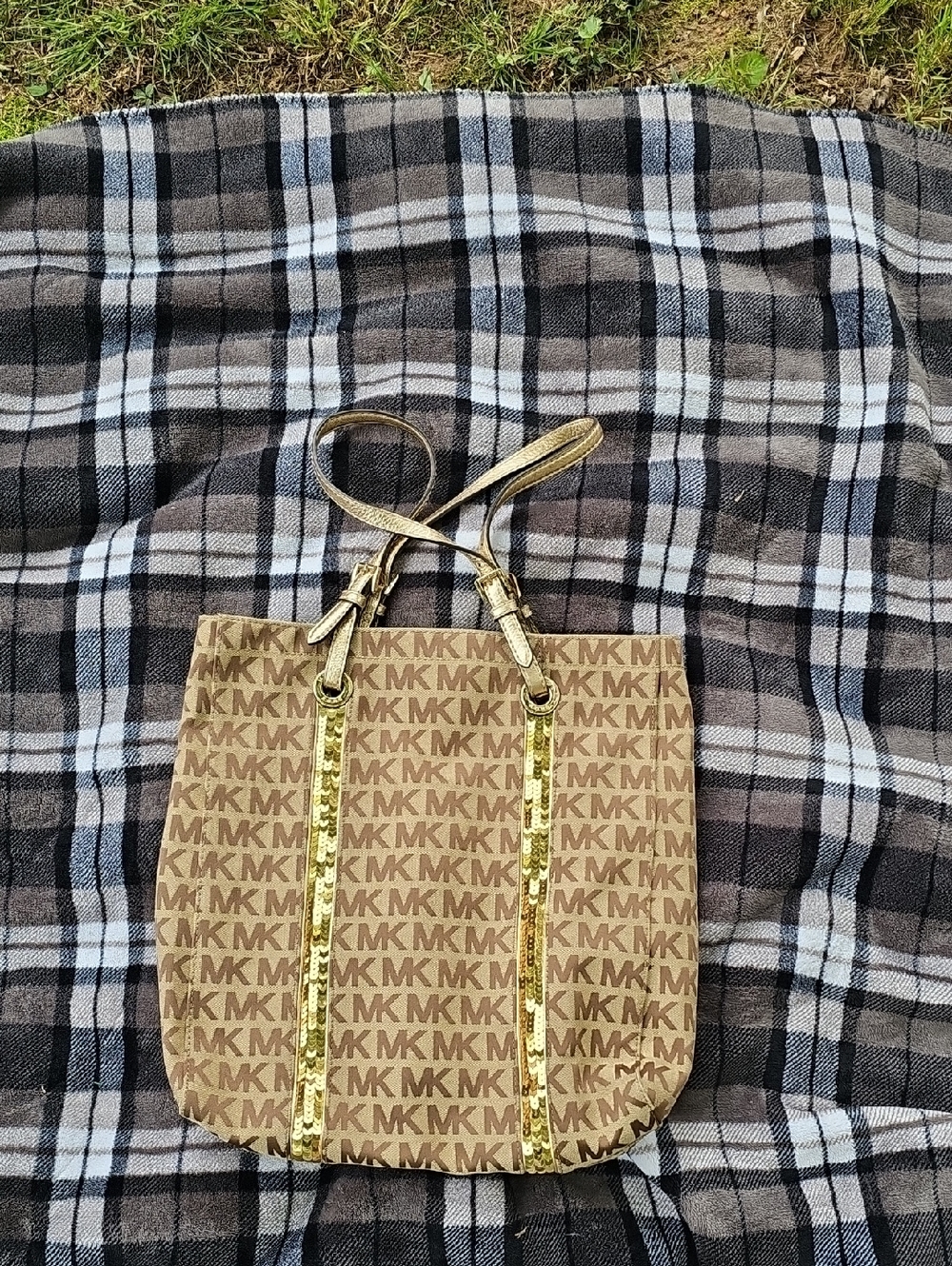 Michael Kors Brown Logo Gold Accents Tote (B)
